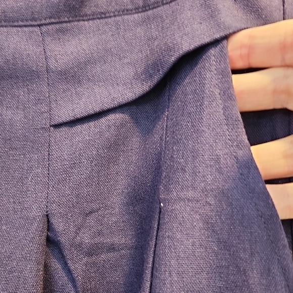 Women's NWOT Navy Blue Wide-Leg Pants Linen Blend, Back Elastic Waist Size XL - Picture 3 of 5